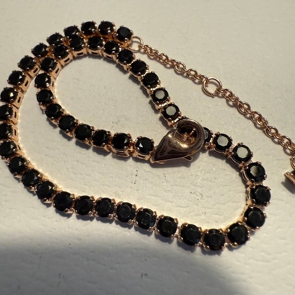 Authentic Pandora, SZ 18CM, Rose Gold, Black Crystal Tennis Bracelet/ Extender - Picture 1 of 5